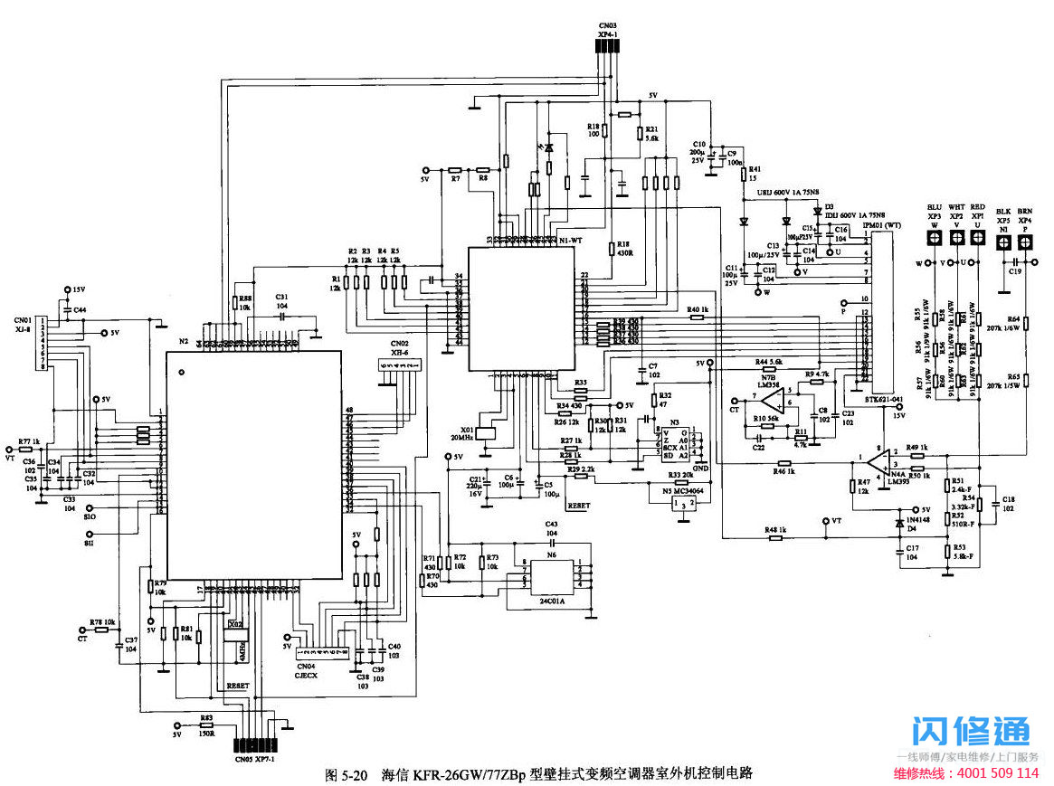 海信KFR-26GW/77ZBp型壁挂式变频空调器室外机控制电路